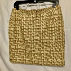 Vintage Mini skirt INC tan and beige houndstooth Size 8 wool nylon  acadamia 80s